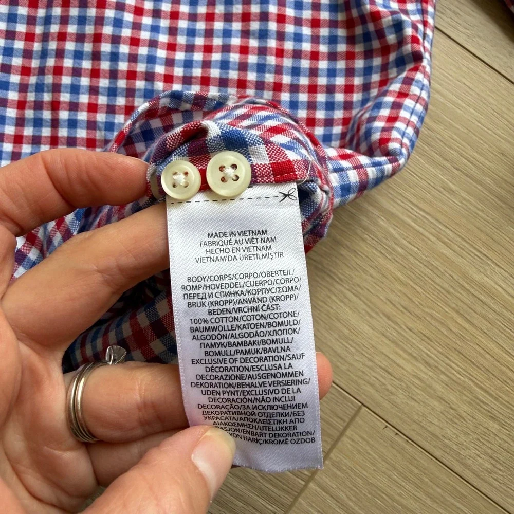 Ralph Lauren Mens XL Classic Fit Gingham Button Down Shirt Red White Blue Pony - Picture 9 of 9